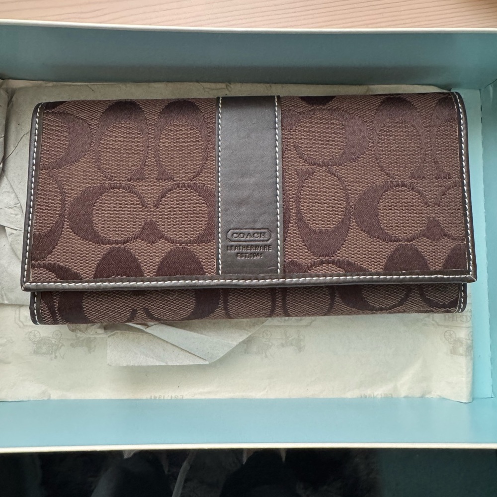 Coach Brown Signature Canvas Clutch